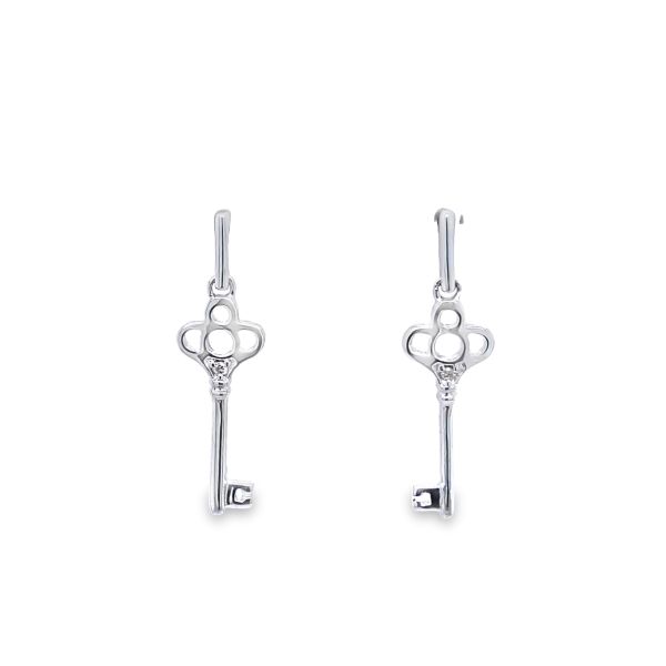 .925AG .01ctw 3/4" Dangle 'Key' ER