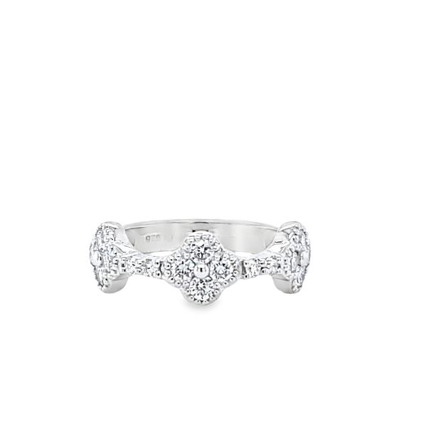 .925AG .85ctw Lab Grown Diamond Flower Ring