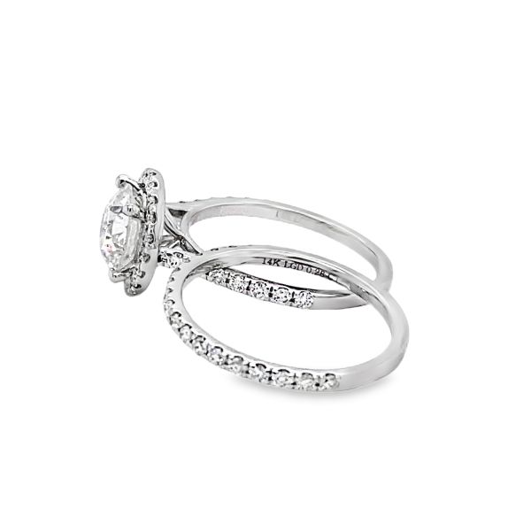 14k White Gold 1.60ctw w/ 1ct center Lab Grown Round Brilliant Cut Diamond 2pc Bridal Set w/EGL