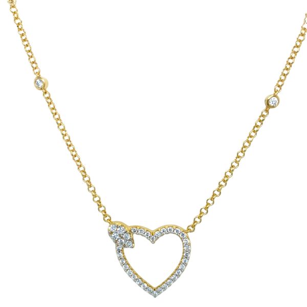.925 18k Yellow Gold Plate 1.33ctw Lab Grown Diamond Heart Necklace