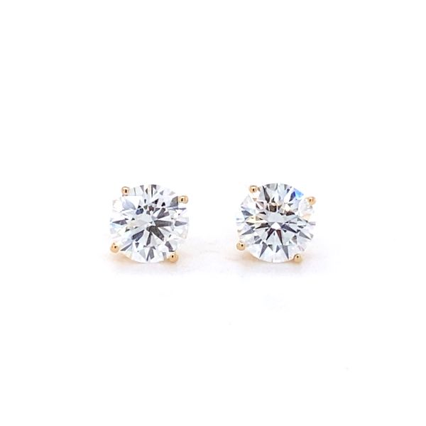 14k Yellow Gold 3.00ctw Round Brilliant Cut Lab Grown Dia Stud