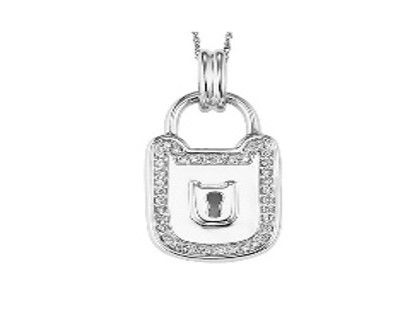 .925AG .10ctw Lock Pendant
