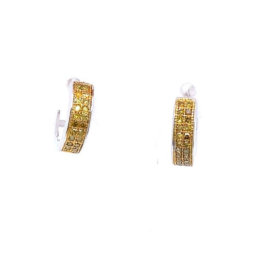 .925AG .16ctw 1/2" Yellow Diamond Huggies