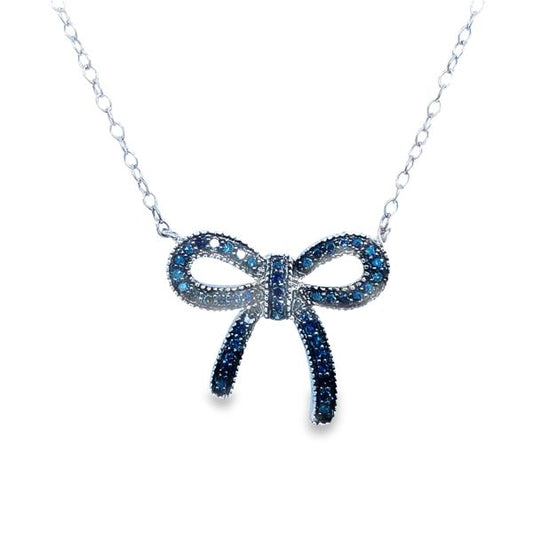 .925AG .25ctw Blue Diamond 'Ribbon' Necklace
