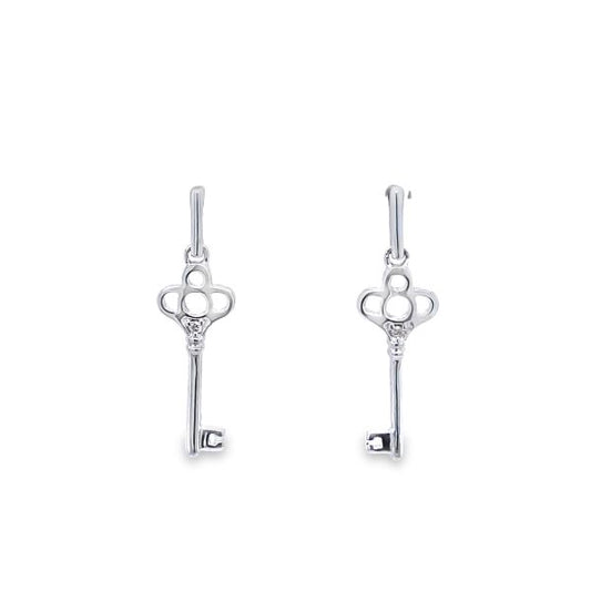 .925AG .01ctw 3/4" Dangle 'Key' ER