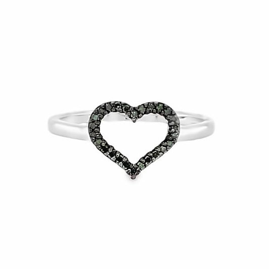 925AG .12ctw Green Diamond Heart Ring