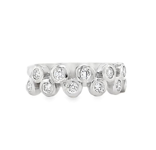 .925AG 0.50ctw Lab Grown RBC Bezel Alternating Band Ring