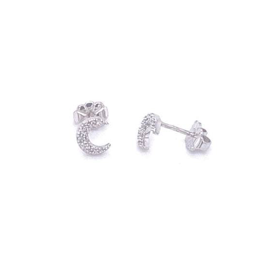 925AG .05ctw Diamond 'Moon' Earrrings