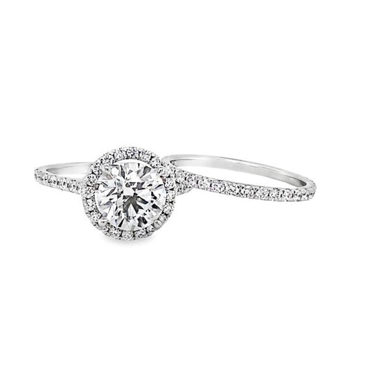 14k White Gold 1.60ctw w/ 1ct center Lab Grown Round Brilliant Cut Diamond 2pc Bridal Set w/EGL