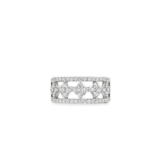 10k WG 1.00ctw Lab Grown Diamond Quatrefoil Wide Band
