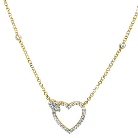 .925 18k Yellow Gold Plate 1.33ctw Lab Grown Diamond Heart Necklace